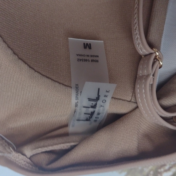 NICOLE Miller taupe one piece swimsuit size medium - Picture 4 of 6